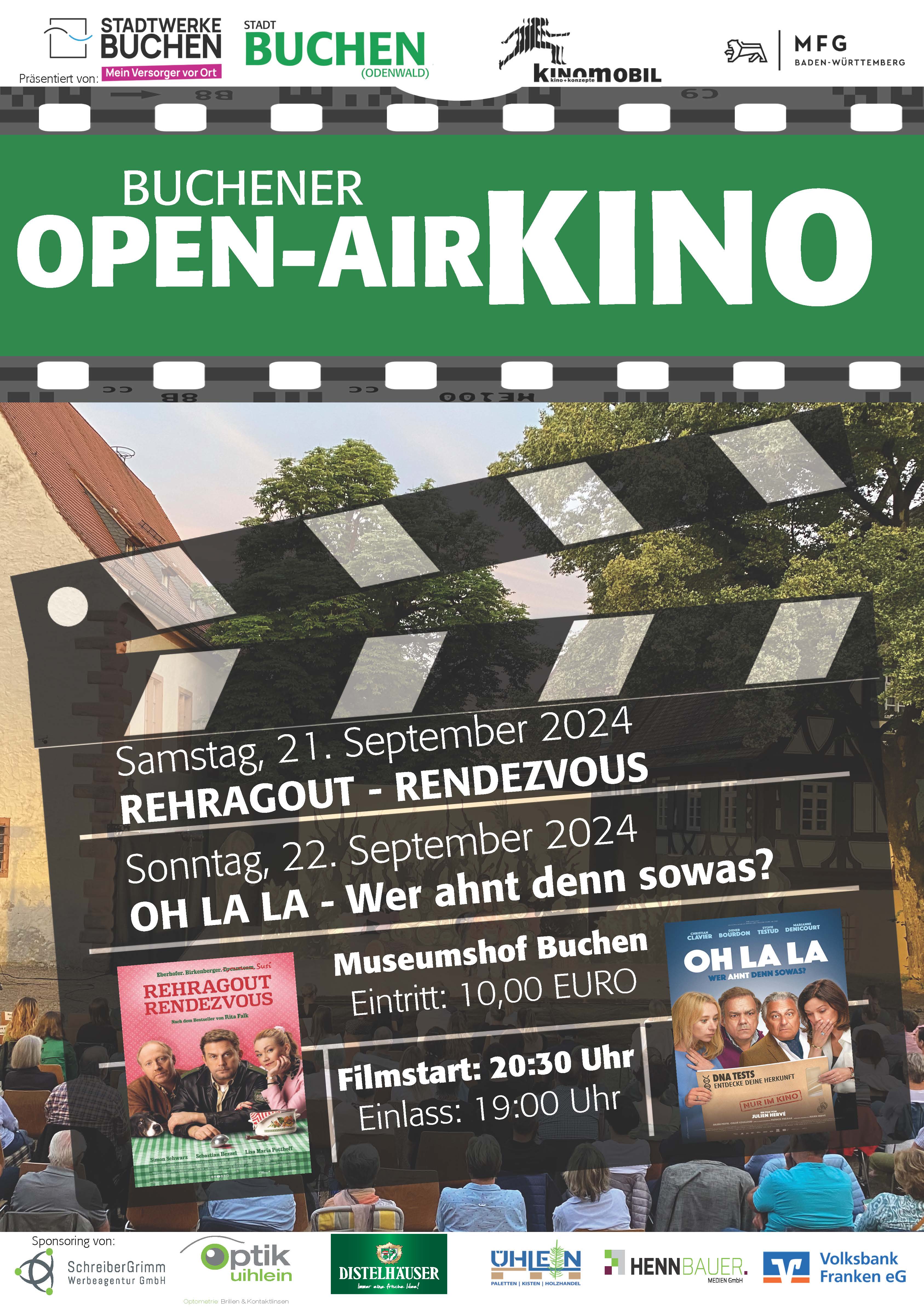 Open Air Kino im Museumshof - Neustart des beliebten Buchener Open-Air-Kinos